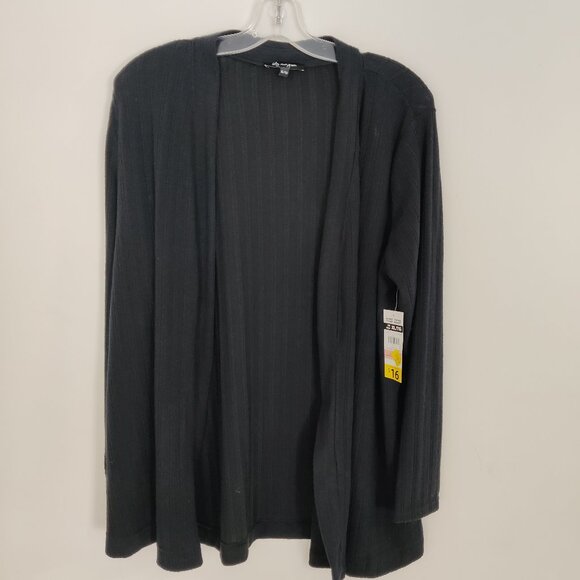 NEW Lily Morgan Women's Open Front Cardigan Size XL Navy Striped Casual Knitwear - Picture 1 of 8